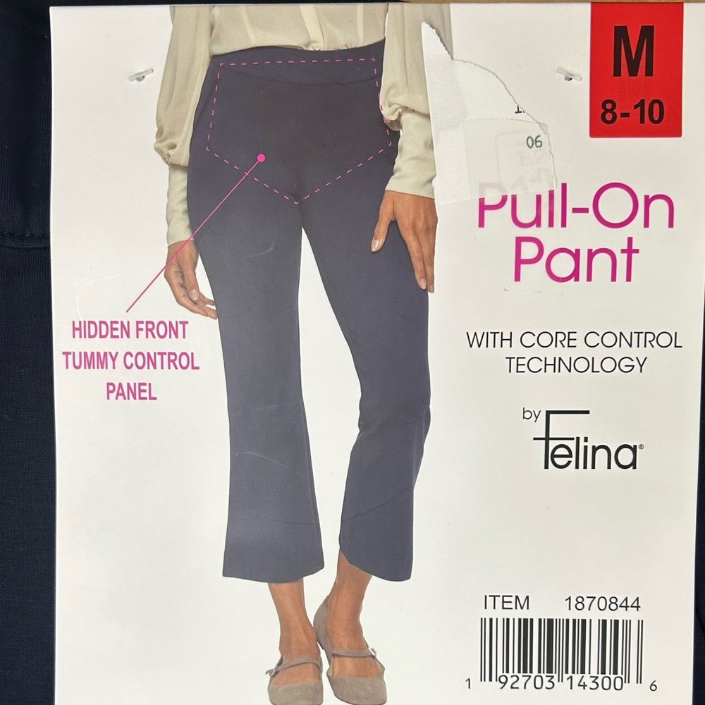 Felina Pull On Pants Navy Core Control Tummy Panel Medium NWT